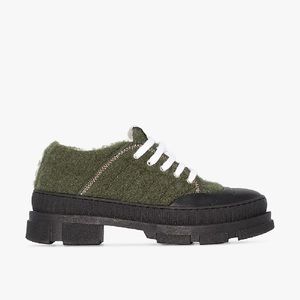 GANNI Khaki Hybrid Woolly Sneakers In Green